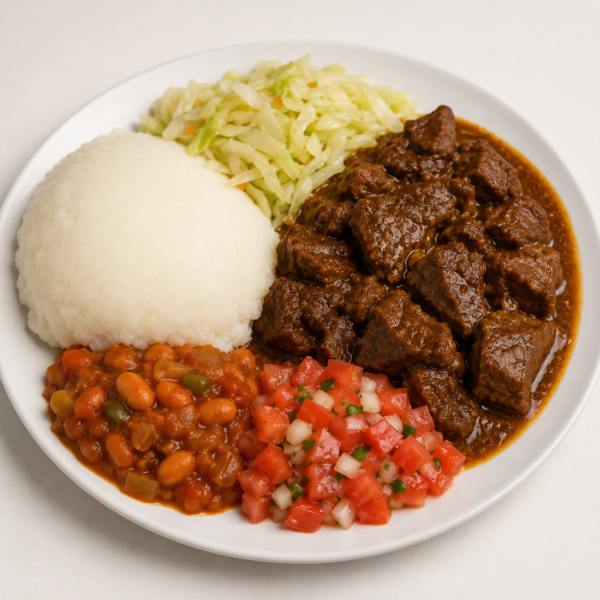 Full Plate of Beef & Pap