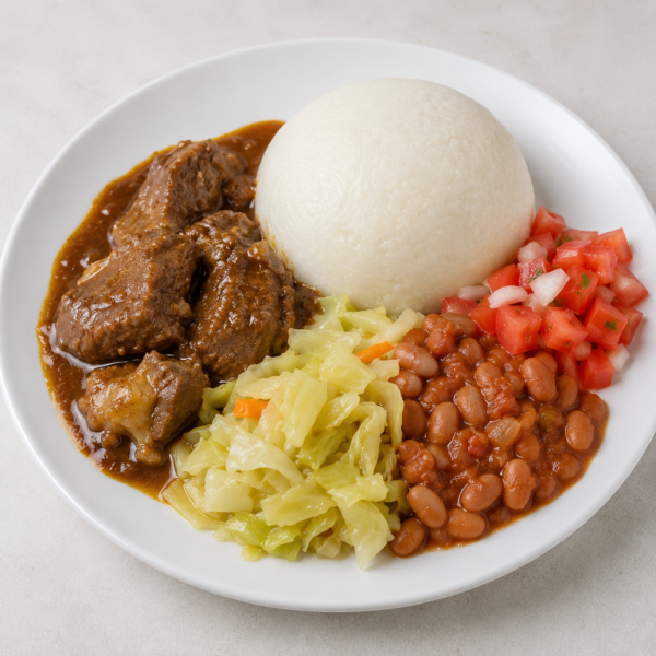 Half Plate of Beef & Pap