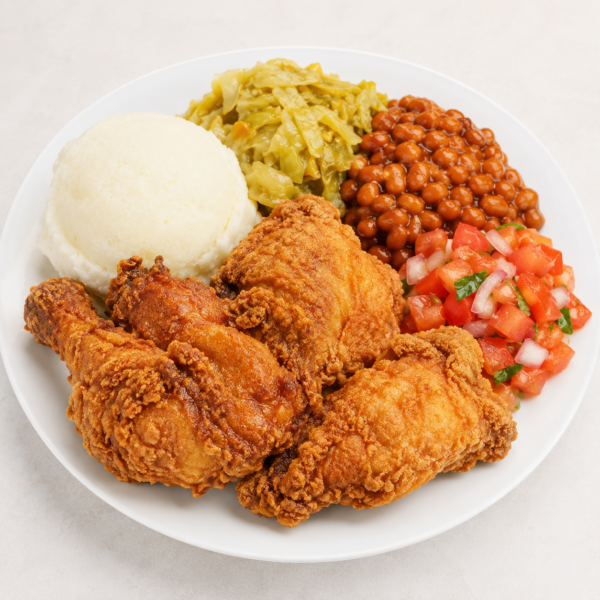 Full Plate of Fried Chicken & Pap