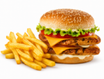 Double Grilled Chicken Burger & Chips - Image 3