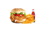 Crispy Chicken Burger Meal with Chips & Cold Drink - Image 4