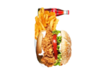 Crispy Chicken Burger Meal with Chips & Cold Drink - Image 2