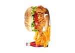 Crispy Chicken Burger Meal with Chips & Cold Drink - Image 3