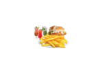 Crispy Chicken Burger Meal with Chips & Mojito