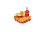Fully Loaded Burger Box Meal with Chips, Chicken Piece & Cold Drink
