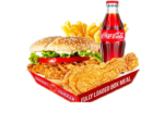 Fully Loaded Burger Box Meal with Chips, Chicken Piece & Cold Drink - Image 4