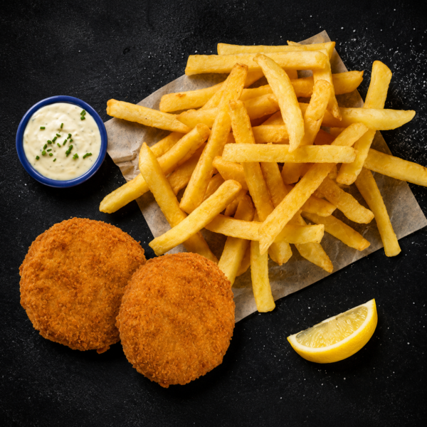2 Fishcakes & Chips (200g)