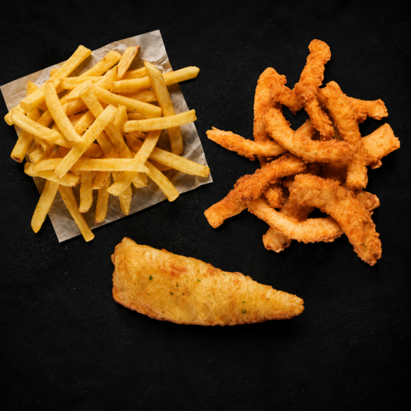 (NEW) Calamari Half Portion (125g), Small Hake & Small Chips (320g)
